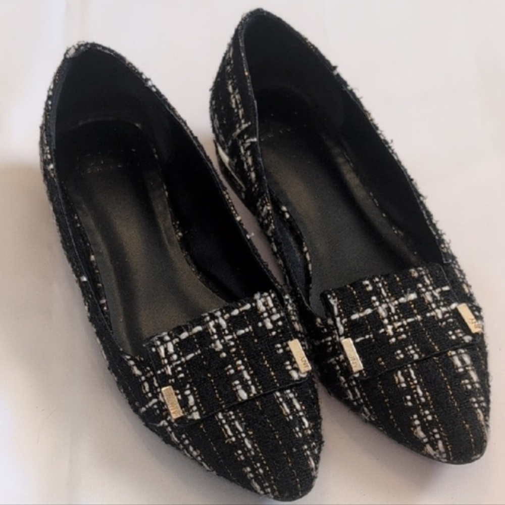 Jones New York Black and White Tweed Flats